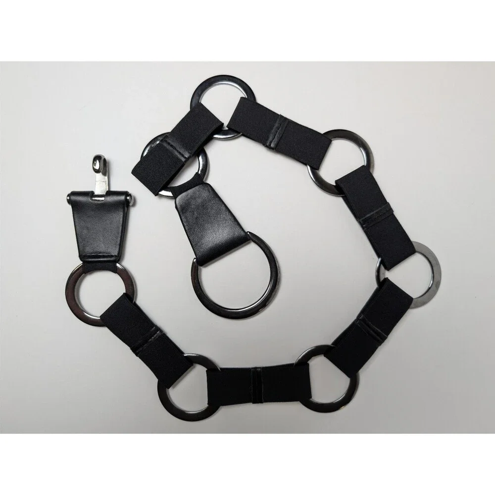 Gothic O-Ring Elastic Waist Belt Punk Grunge Alt Witchy Harajuku Circle Link XL